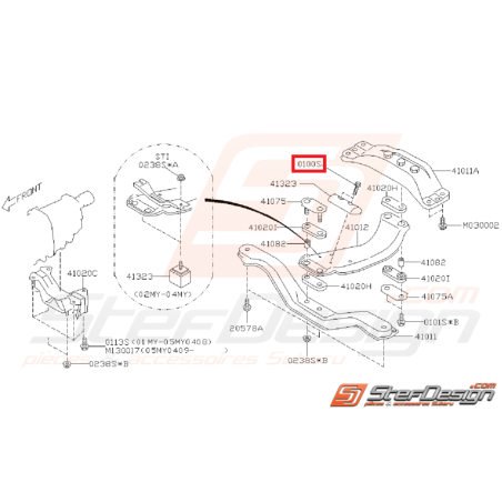 Vis de fixation de support de boite SUBARU WRX/STI 01-07