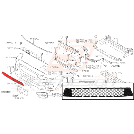 Grille de pare choc avant pour subaru STI 2015-2017