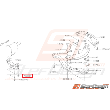 Boulon de fixation de support de boite origine SUBARU WRX/STI 01-05