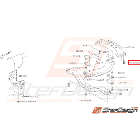 Boulon de fixation de support de boite SUBARU WRX/STI 01-07