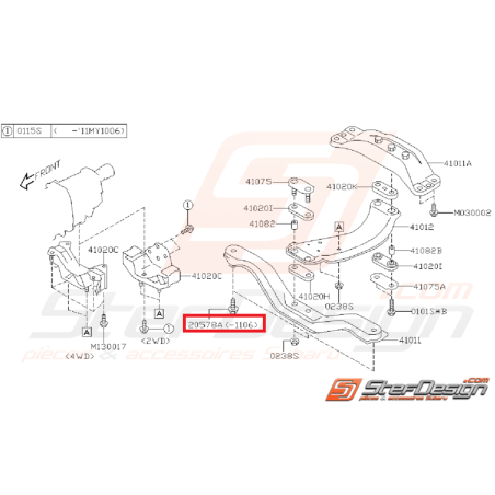 Vis de fixation de support de boite SUBARU WRX/STI 01-07