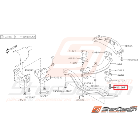 Vis de fixation de silent bloc d'échappement SUBARU WRX/STI 01-07