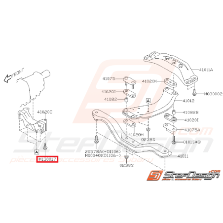 Boulon de fixation de support de boite origine SUBARU WRX/STI 01-05