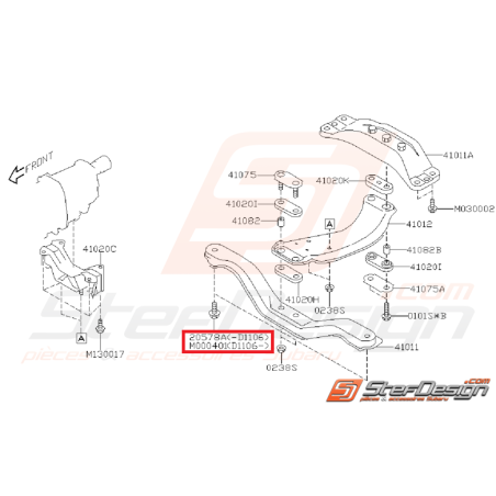 Vis de fixation de support de boite SUBARU WRX/STI 01-07