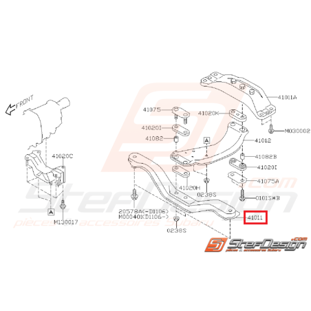 Poutre transversale de support de boite 6 vitesses SUBARU STI 03-07