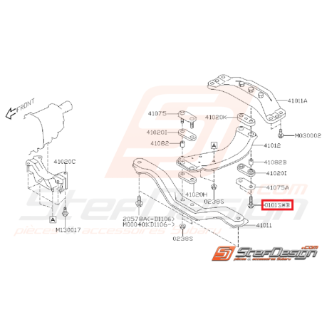 Vis de fixation de silent bloc d'échappement SUBARU WRX/STI 01-07