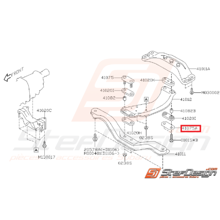 Plaque de poutre transversale support de boite WRX/STI 01-07