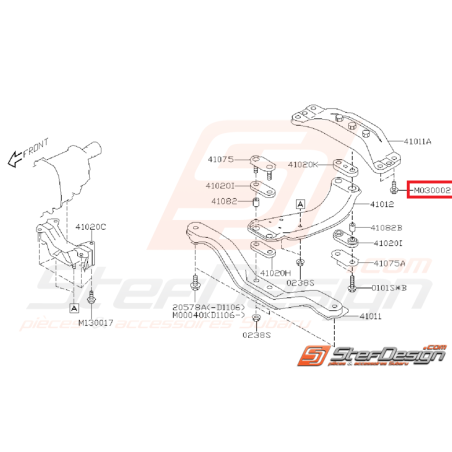 Boulon de fixation de support de boite SUBARU WRX/STI 01-07