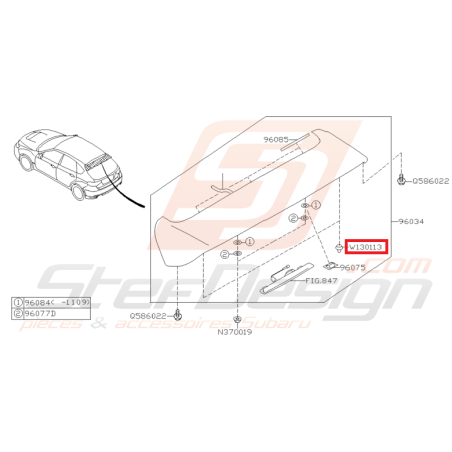 Clips Becquet Arrière Origine Subaru STI 2008