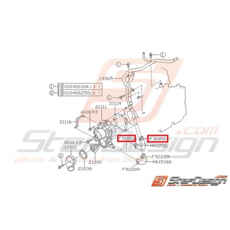 Collier durite pour modine SUBARU GT 97-00 WRX 01-07