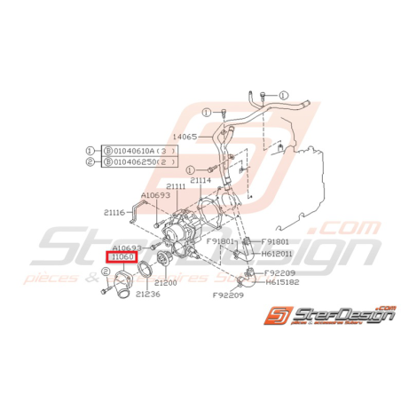 Couvercle thermostat SUBARU GT WRX STI 93-16