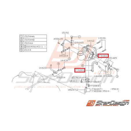 Collier Pignon d'Entrainement Arbre Secondaire Origine Subaru GT 93-00 WRX  01-07