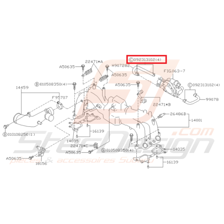 Attache tuyaux bouchon bypass SUBARU WRX/STI 01-05