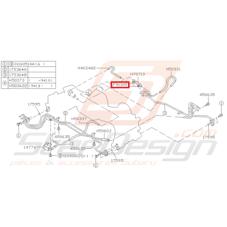 Attache tuyau de régulateur de pression d'essence SUBARU GT 99-00