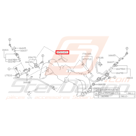 Durite de dépression de régulateur d'essence SUBARU GT 97-00