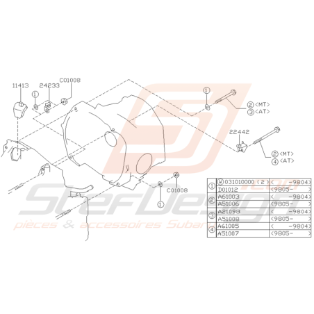 Schéma Boulons de Distribution Origine Subaru GT 1993 - 2000