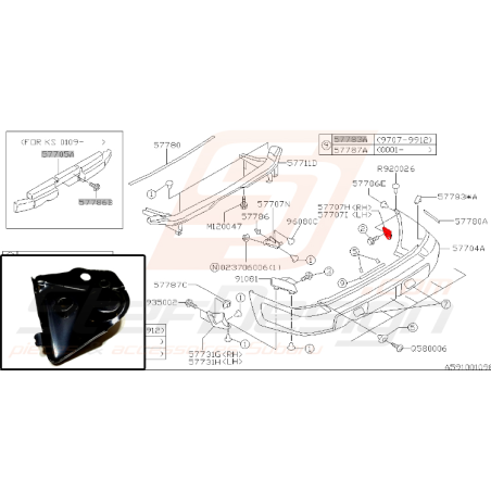 Support latéral de pare-choc arrière subaru forester SF5