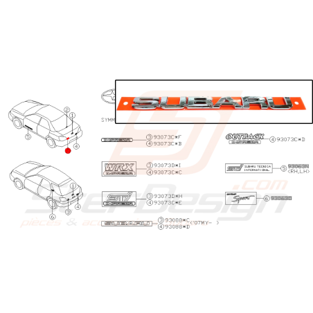 Logo de malle arrière pour subaru WRX 2007