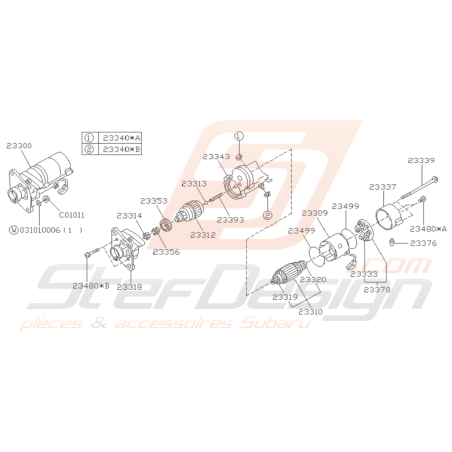 Schéma Démarreur Origine Subaru Impreza GT 1993 - 1997