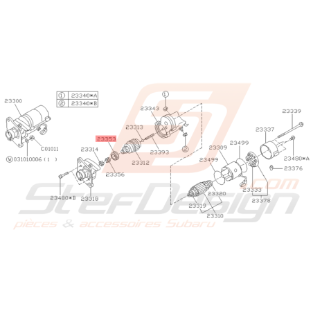 Pignon de Démarreur Origine Subaru Impreza GT 1993 - 1997