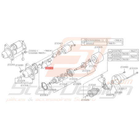 Nécessaire de Levier de Démarreur Origine Subaru GT 07/97 - 2000