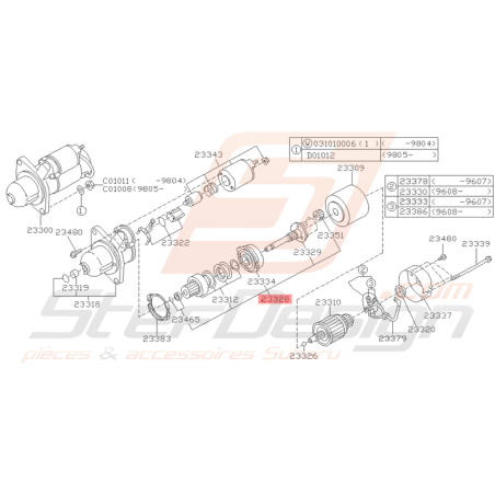 Ensemble Axe de Démarreur Origine Subaru Impreza GT 07/97 - 00