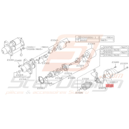 Roulement de Démarreur Origine Subaru Impreza GT 07/1997 - 2000