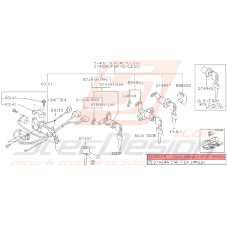 Transpondeur Origine Subaru Impreza GT 1999 - 2000