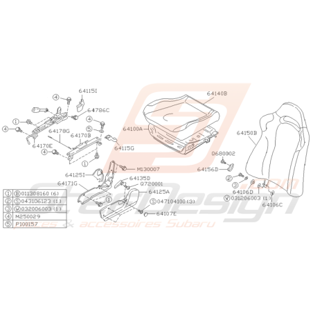 Schéma Siège Conducteur Origine Subaru Impreza GT 1997 - 1998