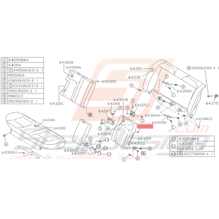 Clips de Banquette Arrière Subaru Impreza GT 1993 - 2000