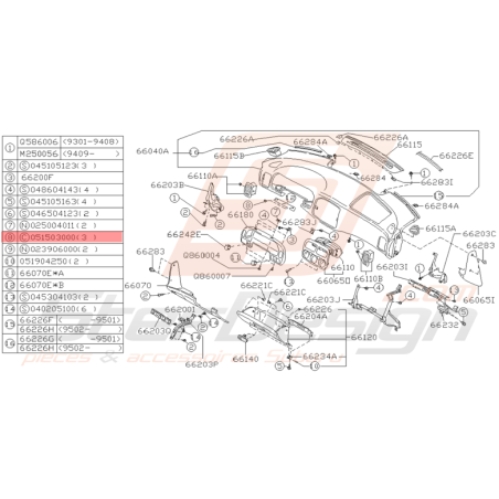 Agrafe de Tableau de Bord Origine Subaru Impreza GT 1993 - 1997