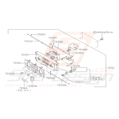 Schéma commande de chauffage Origine Subaru Impreza GT 1993-1996