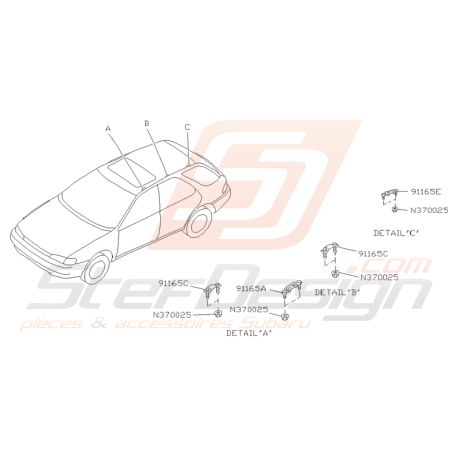 Schéma de Longeron de Toit Subaru Impreza GT 1993 - 2000