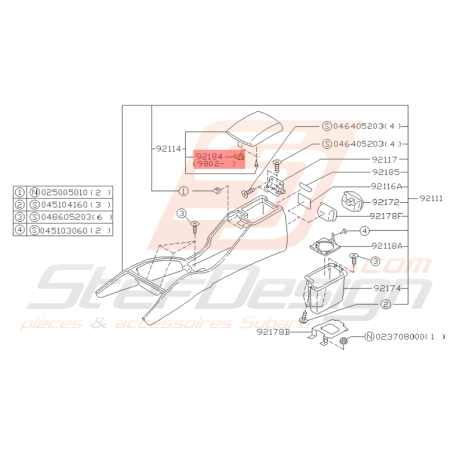 Verrou Console Centrale Origine Subaru Impreza GT 1998 - 2000