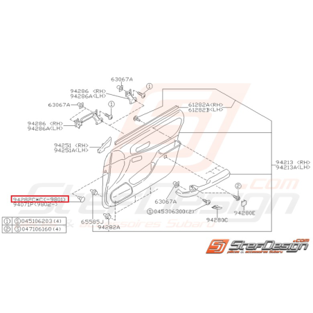 Clips de panneau de porte avant pour impreza Type-R