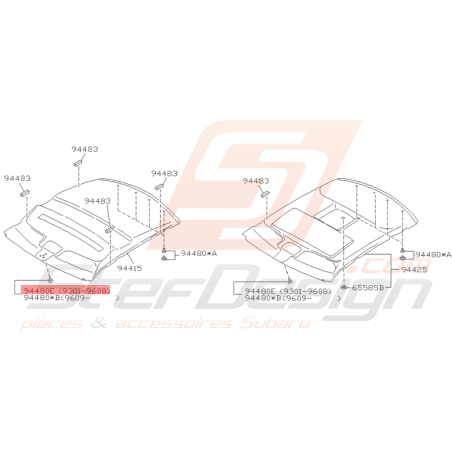 agrafe Garniture de Toit Origine Subaru GT 1993 - 08/1996