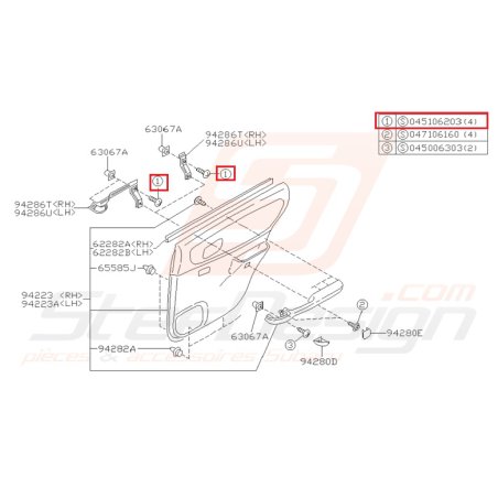 Vis taraudeuse Origine Subaru Impreza GT 1998-2000