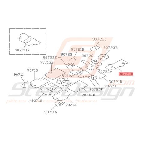 Plaque Isolant Plancher Arrière Origine Subaru GT 1993 - 2000