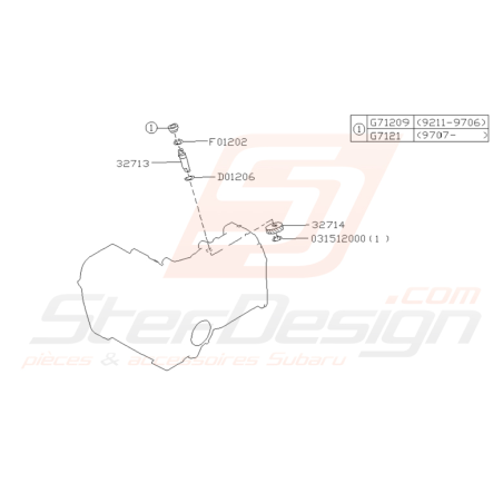 Schéma de pignon de compteur de vitesse Origine Subaru 1993-2000