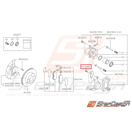 Vis d'étrier avant subaru impreza GT 97-00 et WRX 01-07