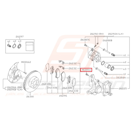 Vis d'étrier avant subaru impreza GT 97-00 et WRX 01-07