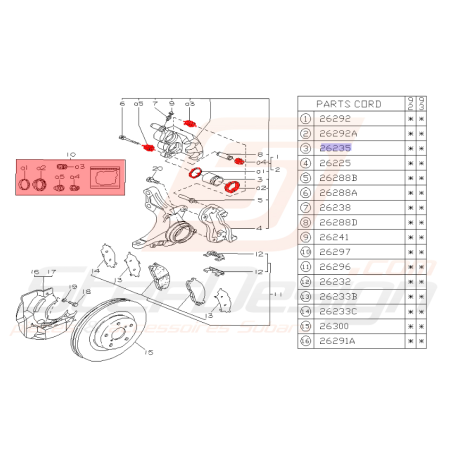 Kit réparation d'étriers avant pour subaru SVX