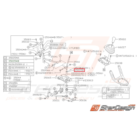 Silent bloc Origine Subaru Impreza GT 1993-1997