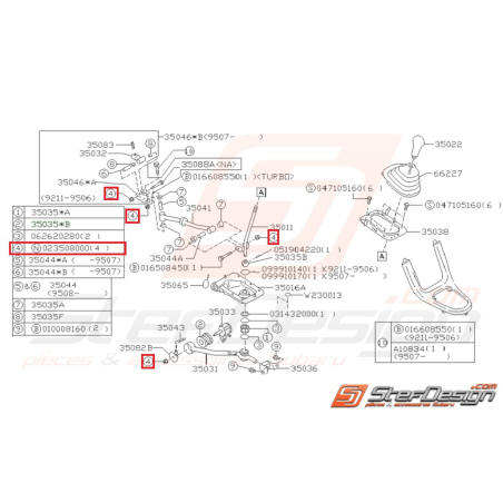 Écrou boite de vitesse et de support de pont GT 97-00 WRX/STI 01-07