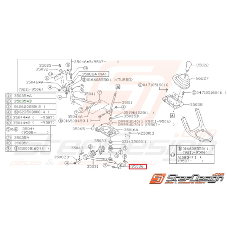 Amortisseur caoutchouc levier de vitesse WRX 01-07 STI 01-14