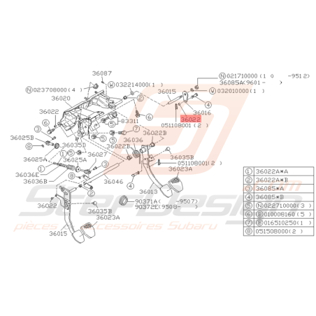 Manchon Pédale d'Embrayage Origine Subaru Impreza GT 93 - 97