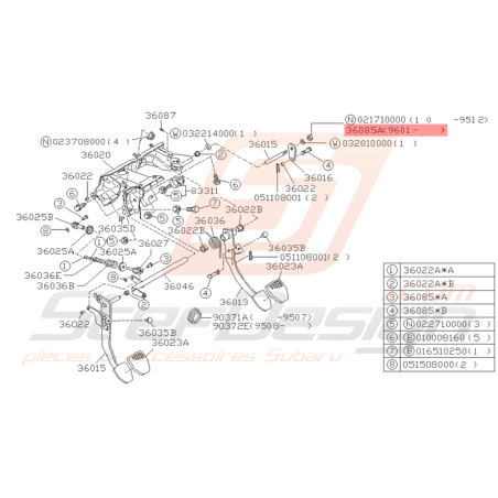 Broche de Ressort Origine Subaru Impreza GT 1996 - 1997