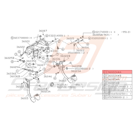 Manchon Pédale Accélérateur Origine Subaru 1993 - 1997