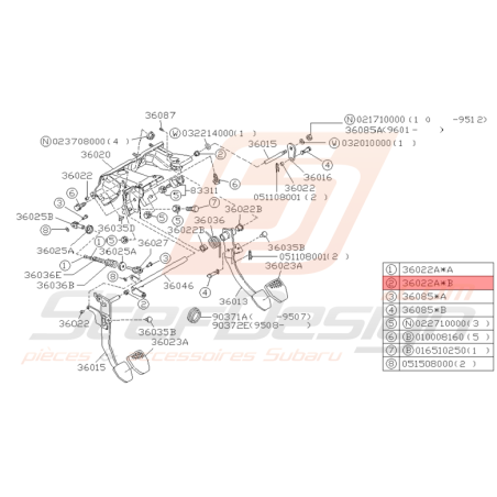 Manchon Pédale Accélérateur Origine Subaru GT 1993 - 1997