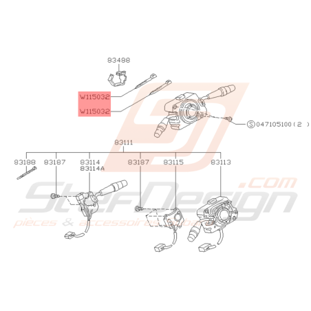 Agrafe de Commodo Origine Subaru Impreza GT 1993 - 1997